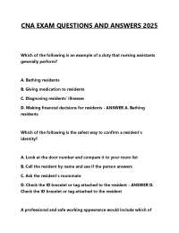 CNA EXAM QUESTIONS AND ANSWERS 2025