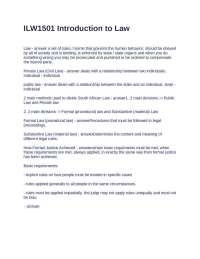 ILW1501 Introduction to Law Questions and Answers