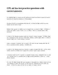CPL air law test practice questions with correct answers.