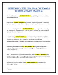 CLEMSON PKSC 1020 FINAL EXAM QUESTIONS &  CORRECT ANSWERS GRADED A+