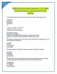 ASREB Practice Exam, Sessions 1-18, Study Guide Questions and Answered Latest Update.
