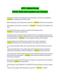 ATPL Meteorology Exam Questions With Verified Correct Answers