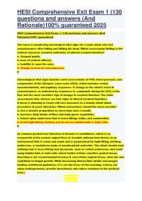 HESI Comprehensive Exit Exam 1 (125 questions and answers (And Rationale)100% guaranteed.p