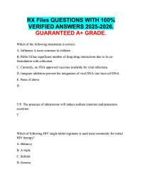 RX Files QUESTIONS WITH 100%  VERIFIED ANSWERS 2025-2026.  GUARANTEED A+ GRADE.