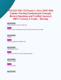 NSG122/ NSG 122 Exam 1: (New 2025/ 2026 Update) Nursing Fundamental Concepts Review| QS&AS