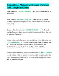 Principles of Management Exam Question with complete solution
