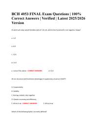BCH 4053 FINAL Exam Questions | 100% Correct Answers | Verified | Latest 2025/2026 Version