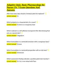 Adaptive Quiz: Basic Pharmacology for Nurses Ch. 7 Exam Questions And Answers