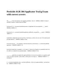 Pesticide AGR 304 Applicator Training Exam with correct answers