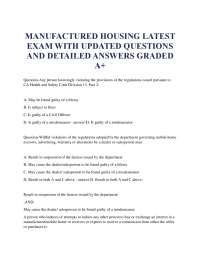 MANUFACTURED HOUSING LATEST EXAM WITH UPDATED QUESTIONS AND DETAILED ANSWERS GRADED A+.pdf