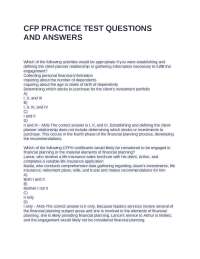 CFP PRACTICE TEST QUESTIONS AND ANSWERS