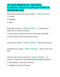 ACTION PERSONAL TRAINER CERTIFICATION EXAM QUESTION & ANSWERS 2025