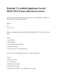 Pesticide NV Certified Applicator General PRACTICE Exam with correct answers.
