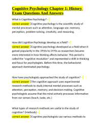 Cognitive Psychology Chapter 1: History Exam Questions And Answers