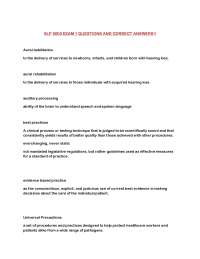 SLP 5003 EXAM 1 QUESTIONS AND CORRECT ANSWERS!!