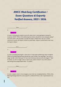 ANCC Med-Surg Certification / Exam Questions & Expertly Verified Answers, 2025 / 2026.  __