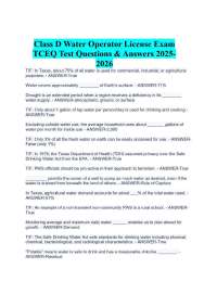 Class D Water Operator License Exam TCEQ Test Questions & Answers 2025-2026