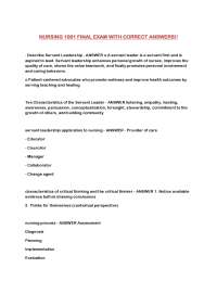 NURSING 1001 FINAL EXAM WITH CORRECT ANSWERS!!