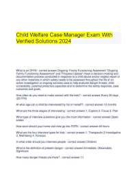 Child Welfare Case Manager Exam With Verified Solutions 2024.