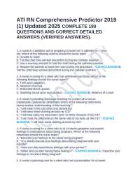 ATI RN Comprehensive Predictor 2019  (1) Updated 2025 COMPLETE 180 QUESTIONS AND CORRECT D