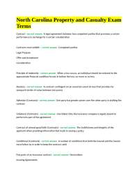 North Carolina Property and Casualty Exam Terms