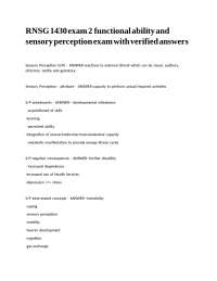 RNSG 1430 exam 2 functional ability and sensory perception exam with verified answers.