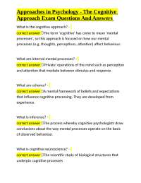 Approaches in Psychology - The Cognitive Approach Exam Questions And Answers