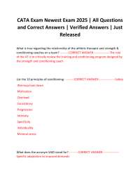 CATA Exam Newest Exam 2025 | All Questions and Correct Answers | Verified Answers