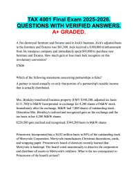 TAX 4001 Final Exam 2025-2026.  QUESTIONS WITH VERIFIED ANSWERS.  A+ GRADED.