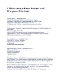 CFP Insurance Exam Review with Complete Solutions