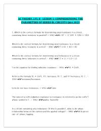 AC THEORY, LVL II - LESSON 1: COMPREHENDING THE  PARAMETERS OF SERIES RL CIRCUITS Q&A 2025