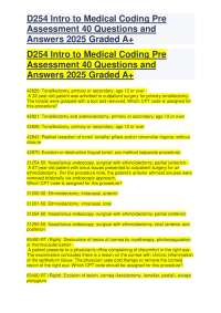 D254 Intro to Medical Coding Pre Assessment 40 Questio