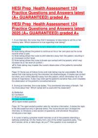HESI Prep Health Assessment 124 Practice Questions and Answers latest 2025 (A+ GUARANTEED)