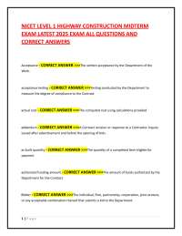 NICET LEVEL 1 HIGHWAY CONSTRUCTION MIDTERM  EXAM LATEST 2025 EXAM  QUESTIONS AND ANSWERS