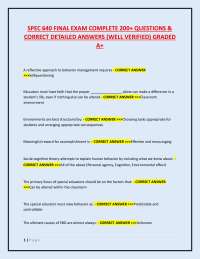 SPEC 640 FINAL EXAM COMPLETE 200+ QUESTIONS &  CORRECT DETAILED ANSWERS (WELL VERIFIED)
