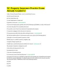 NC Property Insurance Practice Exam Already Graded A+