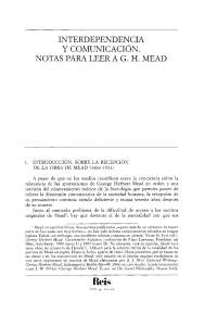 George H Mead Interdepency and explanation