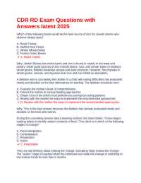 CDR RD Exam Questions with Answers latest 2025