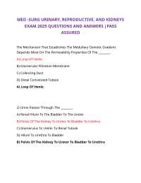 MED -SURG URINARY, REPRODUCTIVE, AND KIDNEYS EXAM 2025 QUESTIONS AND ANSWERS |PASS ASSURED