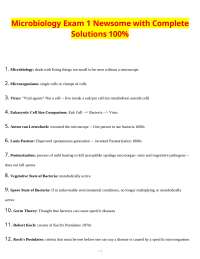 Microbiology Exam 1 Newsome with Complete Solutions 100%