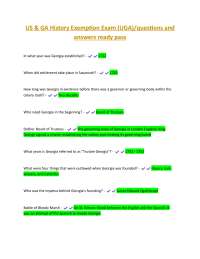 US & GA History Exemption Exam (UGA)/questions and  answers ready pass