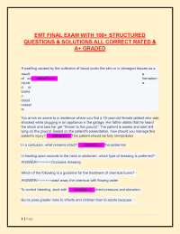 EMT FINAL EXAM WITH 100+ STRUCTURED  QUESTIONS & SOLUTIONS ALL CORRECT RATED &  A+ GRADED