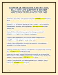 DYNAMICS OF HEALTHCARE IN SOCIETY FINAL  EXAM COMPLETE QUESTIONS & CORRECT  ANSWERS WITH 1