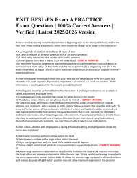 EXIT HESI -PN Exam A PRACTICE Exam Questions | 100% Correct Answers | Verified | Latest 20