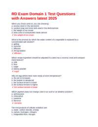 RD Exam Domain 1 Test Questions with Answers latest 2025