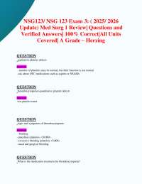 NSG123/ NSG 123 Exam 3: ( 2025/ 2026  Update) Med Surg 1 Review| Questions and  Answers