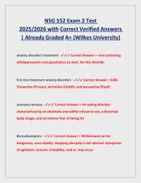NSG 552 Exam 2 Test 2025/2026 with Correct Verified Answers | Already Graded A+
