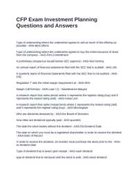 CFP Exam Investment Planning Questions and Answers