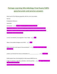 Portage Learning Microbiology Final Exam/100%  pass/accurate and precise answers