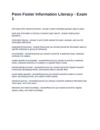 Penn Foster Information Literacy - Exam 1 Questions and Answers